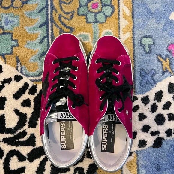 Golden Goose Deluxe Brand GGDB Super Star Suede Sneakers Size 40 Pink Raspberry - Picture 11 of 11